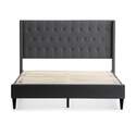 Weekender Wren Dark Gray Upholstered Queen Panel Bed