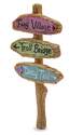 Fairy Sign Post Pointing To Fairy Village, Toll Bridge, And Daisy Trail, Fairy Garden Decor