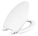Elongated White Kendall Enameled Wood Toilet Seat