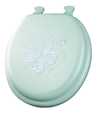 Round Embroidered Cushioned Vinyl Soft Toilet Seat White