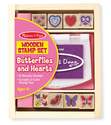 Butterflies And Hearts Wooden Stamp Set
