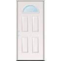 36-Inch x 80-Inch Steel Fan Lite Left Hand Prehung Exterior Door with Brickmould