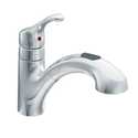 Renzo Chrome One-Handle Low Arc Pullout Kitchen Faucet