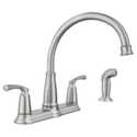Spot Resist Stainless Steel Two-Handle High Arc Kitchen Faucet With Sprayer