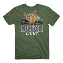 Heather Military Green Busch Deer Label Short Sleeve Men's T Shirt, M