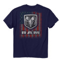 Navy Ram Logo USA Flag Short Sleeve Men's T Shirt, 3XL