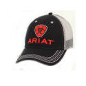 Men's Black Mesh Back Hat With Red Logo