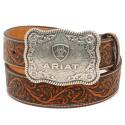 Brown Floral Tooled Men's Western Belt, 32 in