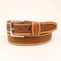 Tan Lattice Classic Double Stitched Men's Belt, 32 in
