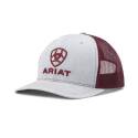 Mens Light Gray And Burgundy Hat With Logo