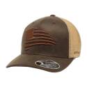 Mens Brown Hat With Embroidered Flag