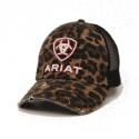 Womens Leopard Print Hat With Red And White Logo