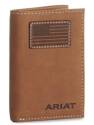 Medium Brown Flag Patch Trifold Wallet