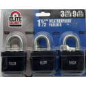 1-1/2-Inch Weather Proof Laminated Padlock, 3-Pack