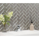 12-Inch x 12-Inch Champagne Bevel Herringbone Glass Mosaic Tile