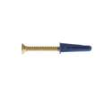 10-12 x 1-Inch Blue Conical Plastic Wall Anchor With Brass Screw 4-Pack