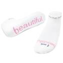 I Am Beautiful White Cotton Blend Low Cut Sock, 1-Pack, L