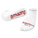 Large I Am Amazing Lowcut White Socks With Red Words