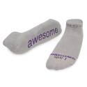 I Am Awesome Gray Cotton Blend Low Cut Sock, 1-Pack, L