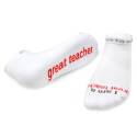I Am A Great Teacher White Cotton Blend Low Cut Sock, 1-Pack, M