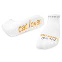 My Cat Loves Me White Cotton Blend Low Cut Sock, 1-Pack, L
