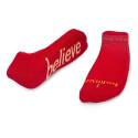 Large I Believe Lowcut Red Socks With White Words