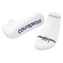 Large I Am Courageous Lowcut White Socks With Purple Words