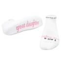 Large I Am A Great Daughter Lowcut White Socks With Pink Words