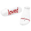 Large I Love You-Loved Lowcut White Socks With Red Words