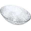 Ostrica Diamond Crystal Clear Glass Vessel Oval Bathroom Sink