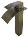Modern Waterfall Vessel Faucet, Solid Brushed Nickel Finish