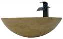 Modern/Transitional Travertine Stone Vessel Sink With Modern Oil Rubbed Bronze Faucet And Strainer Drain, Beige