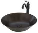 Traditional Antique Round Vessel With Traditional Vessel Faucet And Strainer Drain, Copper