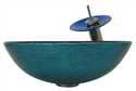 Foil Painted Glass Vessel Sink With Matching Brushed Nickel Faucet, Drain And Mounting Ring
