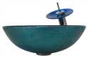 Foil Painted Glass Vessel Sink With Matching Chrome Faucet, Drain And Mounting Ring