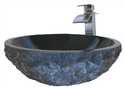 Modern/Transitional Absolute Granite Vessel With Brushed Nickel Faucet And Strainer Drain, Natural
