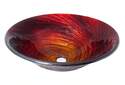 17 x 6-Inch Red Artisan Painted Tempered Glass Vessel Bath Sink