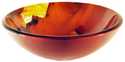 Asiatico Burnt Orange Floral Design Glass Vessel Sink 16.5 In