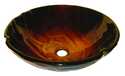 Rovente Red And Gold Screen Painted Glass Vessel Sink 16.5 In