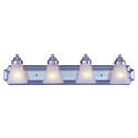 Vanity Light Fixture, 60 W, 4-Lamp, A19 or CFL Lamp, Steel Fixture, Brushed Nickel Fixture