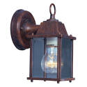 Outdoor Wall Lantern, 120 V, 60 W, A19 or CFL Lamp, Aluminum Fixture, Rustic Brown