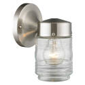 Outdoor Wall Lantern, 120 V, 60 W, A19 or CFL Lamp, Steel Fixture, Brushed Nickel