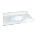 22-Inch X 37-Inch White Cultured Marble Vanity Top