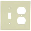 Standard Combination Wallplate, 2-Gang, Thermoset, Ivory