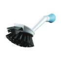 Blue/White Polypropylene Bristle Plastic Handle Dishwashing Brush With Microban  