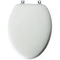 White Elongated Wood Toilet Seat