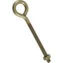 Gold Steel Eye Bolt With Hex Nut, 1/4 In Thread