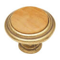 1-1/4-Inch Diameter Brass Natural Maple Cabinet Knob