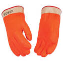 Men's Large High-Visibility Orange Straight Thumb PVC Coating Gripping Gloves