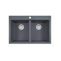 33 x 9-Inch 2-Bowl Shadow Gray Granite Rectangular Primo Kitchen Sink